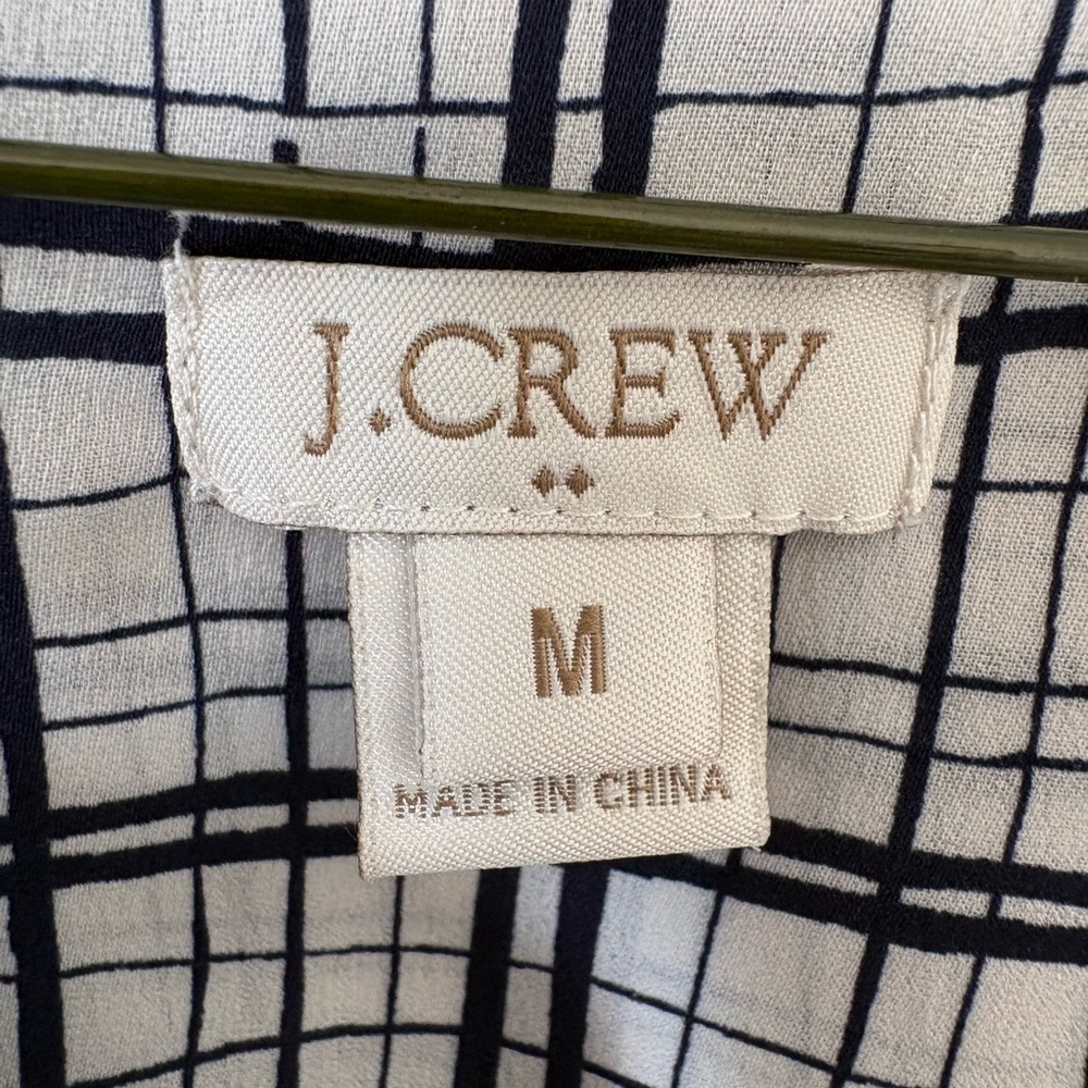 J. Crew navy blue plaid long sleeve blouse M - Picture 4 of 5